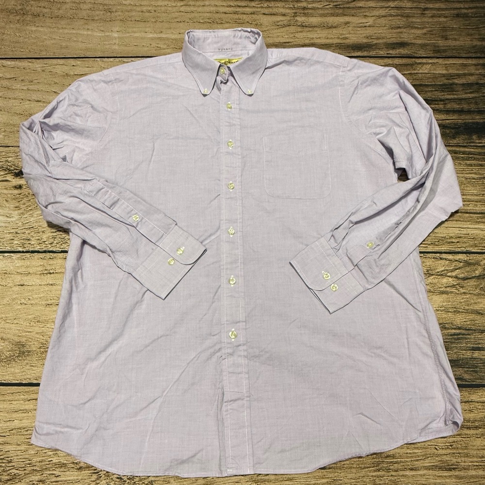 Paul Stuart Button Down Shirt Men 16.5-35 Lavender Cotton Long Sleeve Classic